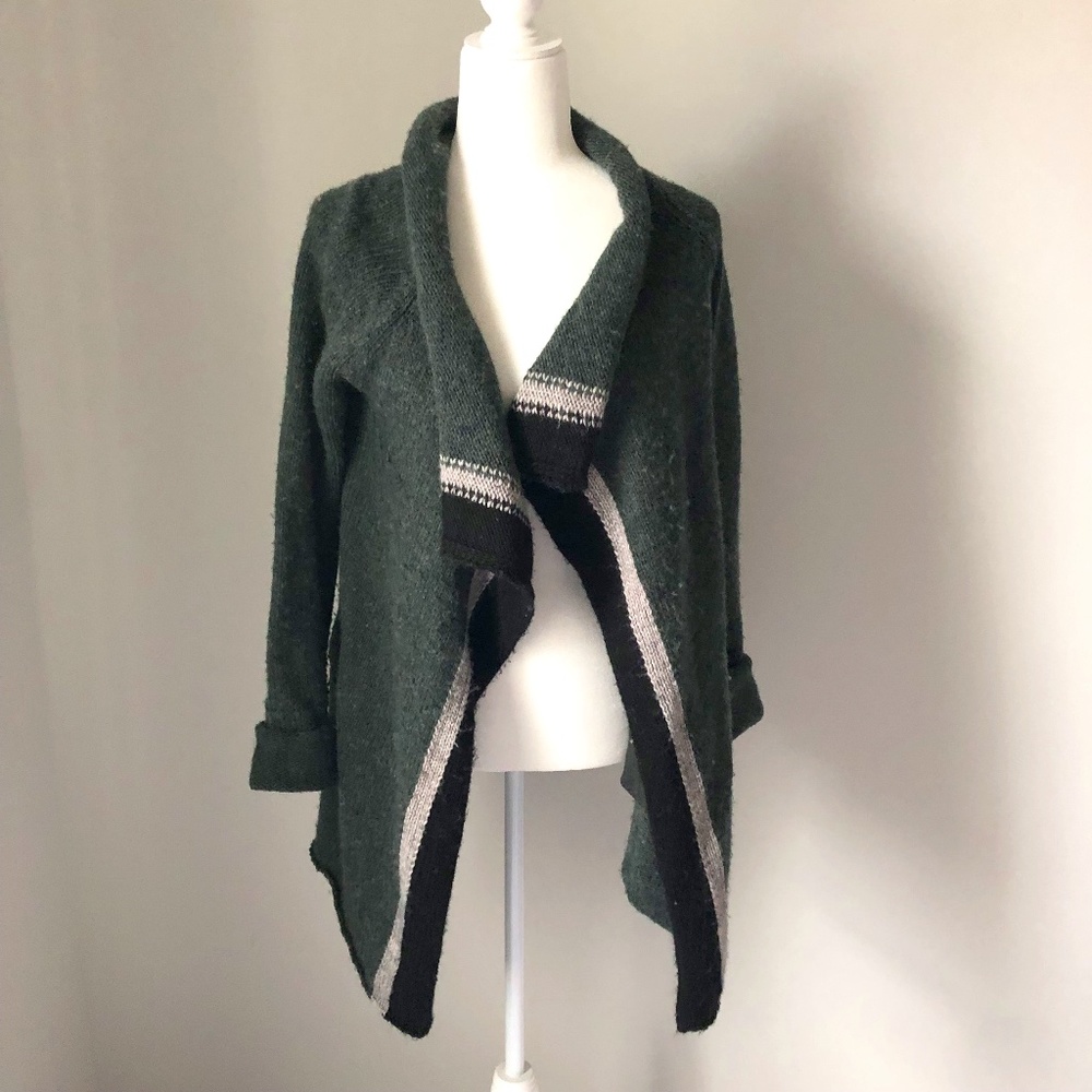 Penn Wright Manson Grey Long Sleeve Wool Cardigan Sweater - Large